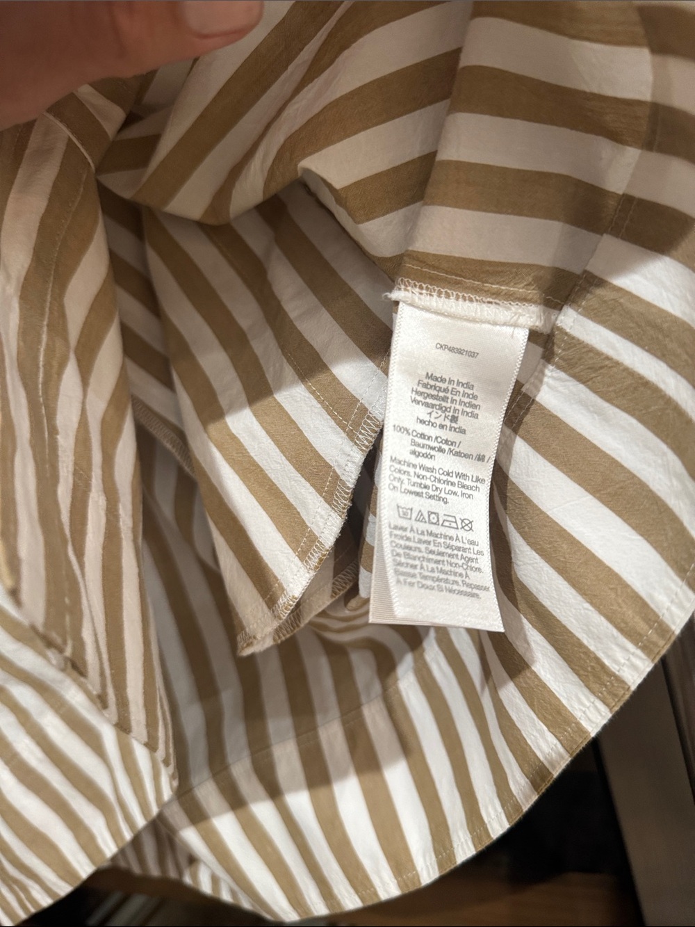 Madewell Striped Button Front Shirt Dress XXS Tan White Cotton - Picture 4 of 5